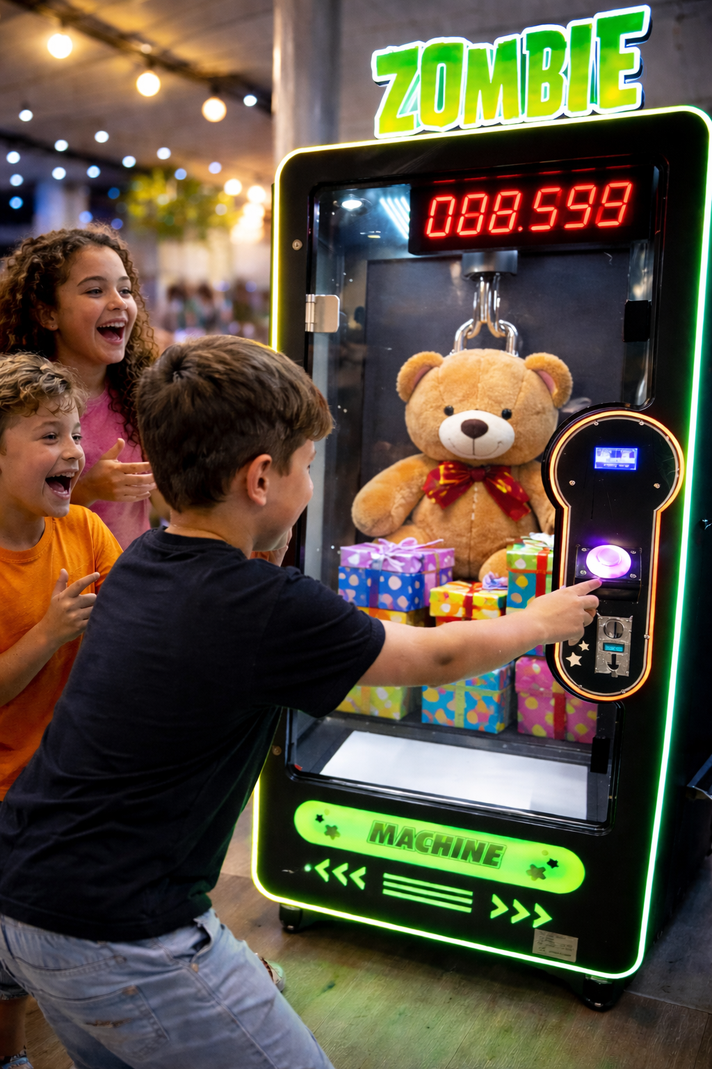 Kids enjoying the Zombie Machine at a birthday party